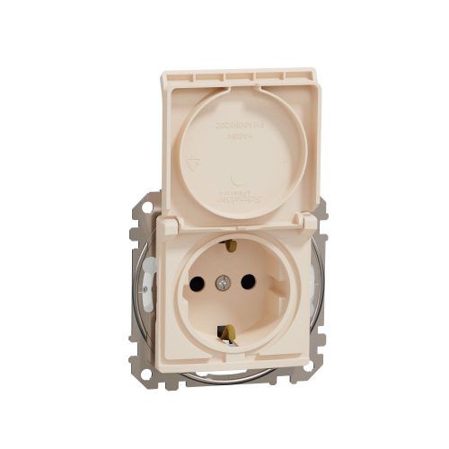 SCHNEIDER SDD212024 - SEDNA 2P+F csatlakozóaljzat biztonsági zsaluval, csapófedeles, rugós bekötés, IP44, bézs