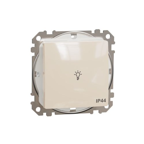SCHNEIDER SDD212132 - SEDNA Egypólusú nyomó lámpajellel, rugós bekötés, 10A, IP44, bézs