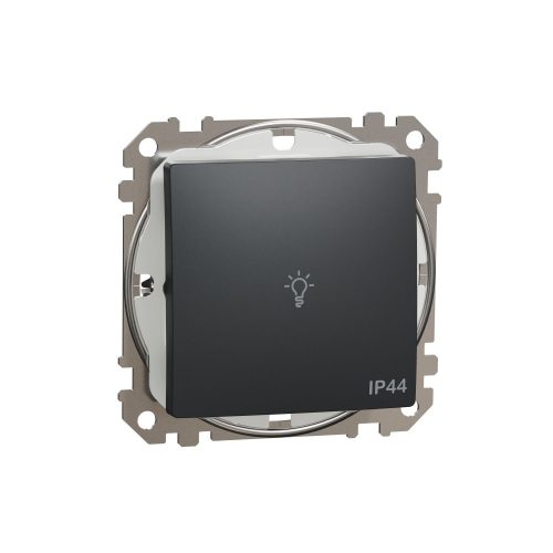 SCHNEIDER SDD214132 - SEDNA Egypólusú nyomó lámpajellel, rugós bekötés, 10A, IP44, antracit