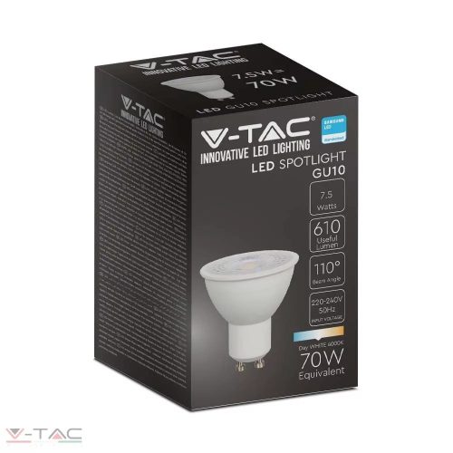 V-TAC-SKU21873 - 7,5W LED spotlámpa GU10 lencsés 4000K 110° - 21873