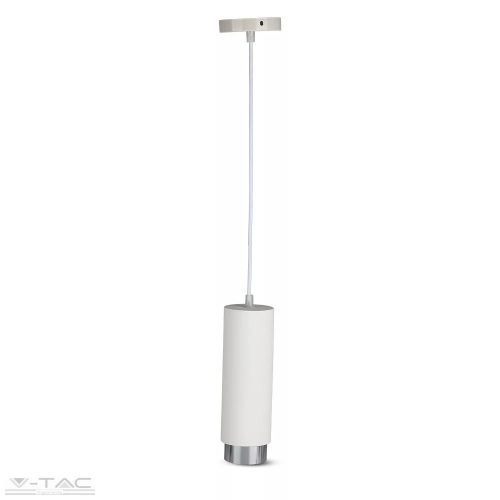 V-TAC-SKU3129 - Gipsz függeszték GU10 foglalattal fehér/króm - 3129