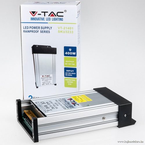 V-TAC-SKU3233 - 400W fém esőálló tápegység 12V 33A IP45 - 3233