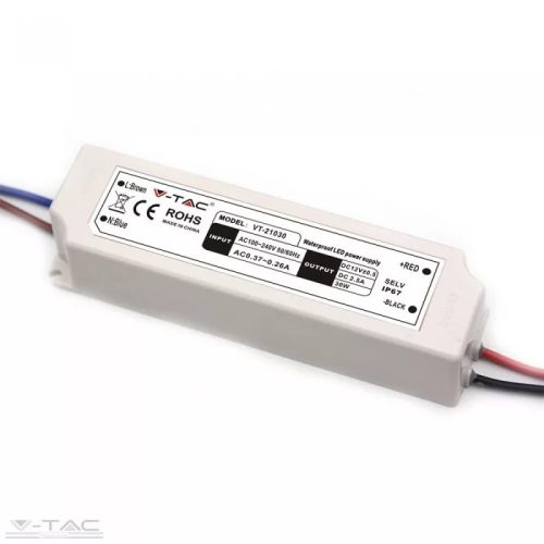 V-TAC-SKU3271 - 30W Műanyag tápegység 12V IP67 - 3271