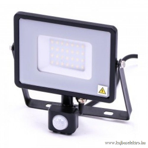 V-TAC-SKU461 - 30W Mozgásérzékelős LED reflektor Samsung chip fekete IP65 4000K - PRO461