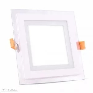 V-TAC-SKU4742 - 12W Négyszög Üveg mini LED panel süllyeszthető 3000K - 4742