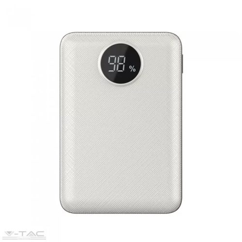 V-TAC-SKU8187 - Power bank digitális kijelzővel fehér 10000 mAh - 8187