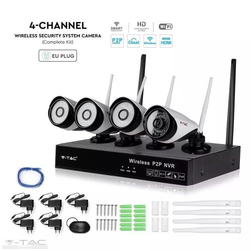 V-TAC-SKU8400 - 4 kamerás wifis kamerarendszer rögzítővel - 8400