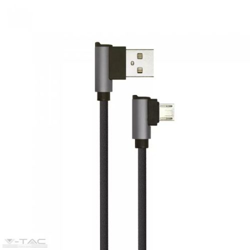 V-TAC-SKU8638 - Micro USB C szövet kábel 1m fekete 2,4A Diamond széria - 8638