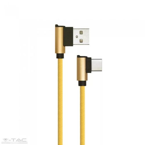 V-TAC-SKU8640 - USB C szövet kábel 1m arany 2,4A Diamond széria - 8640