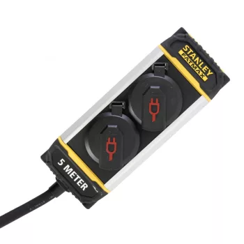   SOMOGYI ELEKTRONIC - SXECCK0EAJE - STANLEY 2-es elosztó, övcsipesszel, IP44, 5m kábel, H07RNF 3G1,5