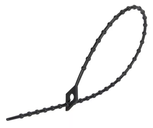 TRACON 200F-GY - Gyöngyös nyitható kábelkötegelő, fekete 200×1,8mm, D=5-59mm, PA6.6