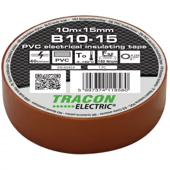   TRACON B10-15 - Szigetelőszalag, barna 10m×15mm, PVC, 0-90°C, 40kV/mm