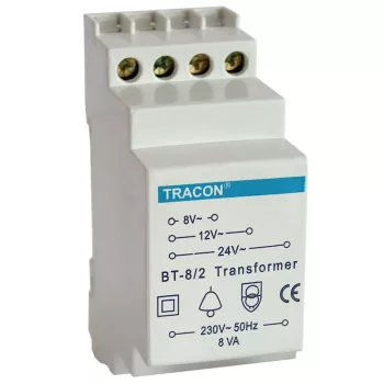   TRACON BT-8/2 - Biztonsági (csengő) transzformátor 230V / 8-12-24V AC, max.8 VA