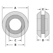 TRACON BV1410 - Kábelbevezető, nyitott, gumi B=13,9mm, C=10,5mm