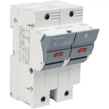   TRACON CFBL1P+N100 - Szakaszolókapcsoló-biztosító hengeres bizt.hoz, maszkolható 100A, 22x58mm, Un=400V/690V, 1P+N right, LED