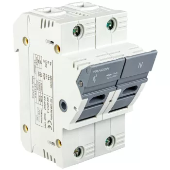   TRACON CFBL1P+N50 - Szakaszolókapcsoló-biztosító hengeres bizt.hoz, maszkolható 50A, 14x51mm, Un=400V/690V, 1P+N right, LED