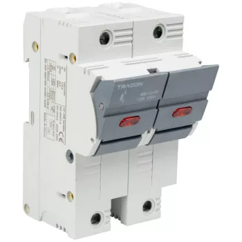   TRACON CFBL2P100 - Szakaszolókapcsoló-biztosító hengeres bizt.hoz, maszkolható 100A, 22x58mm, Un=400V/690V, 2P, LED