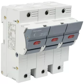   TRACON CFBL3P100 - Szakaszolókapcsoló-biztosító hengeres bizt.hoz, maszkolható 100A, 22x58mm, Un=400V/690V, 3P, LED