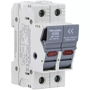   TRACON CFBLPV2P32 - Szakaszolókapcsoló-biztosító hengeres bizt.hoz, PV 32A, 10×38, Un=1000VDC, Ui=6kV, 20kA, DC-PV0, IP20, 2P, LED