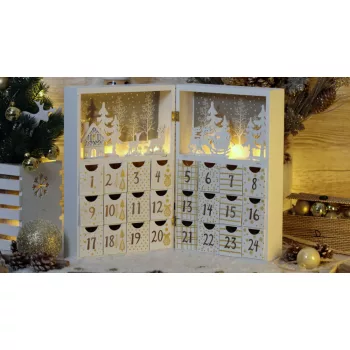   TRACON CHRACB8WW - LED karácsonyi adventi kalendárium, elemes (X22051) Timer 6+18h, 8LED, 3000K, 2xAAA