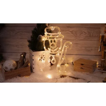   TRACON CHRASM30WW - LED karácsonyi ablakdísz,hóember,elemes (X23003) Timer 6+18h, 30LED, 3000K, 3xAA