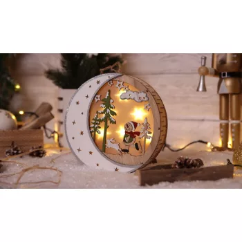   TRACON CHRHWS6WW - LED karácsonyi hold,hóember,fa,elemes (X23019) Timer 6+18h,6LED, 3000K, 2xAAA