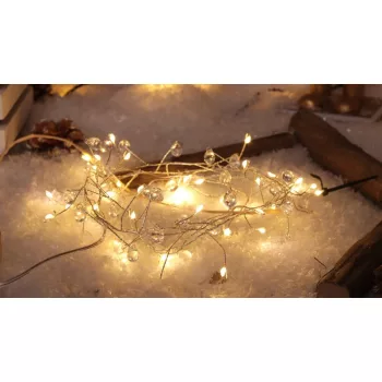   TRACON CHRMB40WW - LED karácsonyi lánc,csepp,elemes (X23016) Timer 6+18h,40LED, 3000K, 3xAA