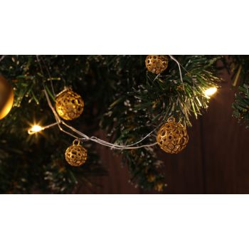   TRACON CHRSTBGM20WW - LED karácsonyi lánc,mini gömb,elemes (X22065) Timer 6+18h,20LED, 3000K, 2xAA