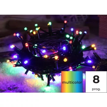   TRACON CHRSTOP100RGB - Karácsonyi programozható fényfüzér,színes,kül/beltér(X22020) 230VAC, 2+10M, 100LED, 3,6W, RGB, IP44