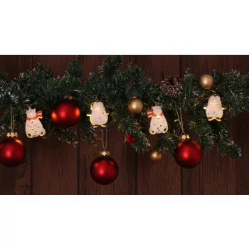   TRACON CHRSTPBW10WW - LED karácsonyi lánc, pingvin,medve, elemes (X22072) Timer 6+18h,10LED, 3000K, 2xAA