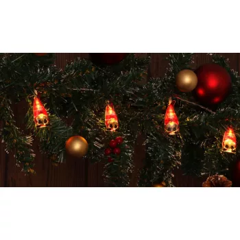   TRACON CHRSTSCA10WW - LED karácsonyi lánc, manó, elemes (X22069) Timer 6+18h,10LED, 3000K, 2xAA