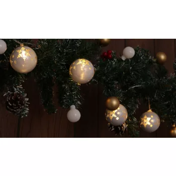   TRACON CHRSTSFBW10WW - LED karácsonyi lánc, gömb, hópehely, fehér, elemes (X22064) Timer 6+18h,10LED, 3000K, 2xAA