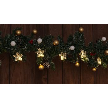   TRACON CHRSTSTA10WW - LED karácsonyi lánc, csillag,fém, elemes (X22059) Timer 6+18h,10LED, 3000K, 2xAA