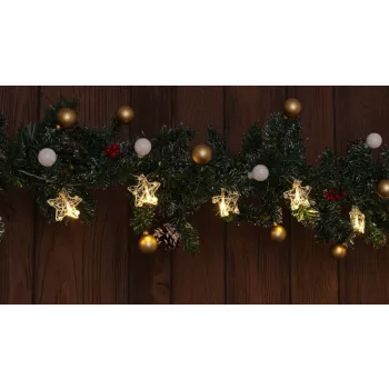   TRACON CHRSTSTA10WW - LED karácsonyi lánc, csillag,fém, elemes (X22059) Timer 6+18h,10LED, 3000K, 2xAA