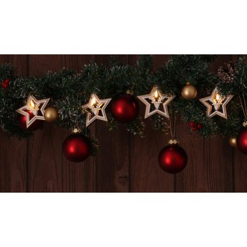   TRACON CHRSTSTW10WW - LED karácsonyi lánc, csillag,szarvas, fa, elemes (X22052) Timer 6+18h, 10LED, 3000K, 2xAA