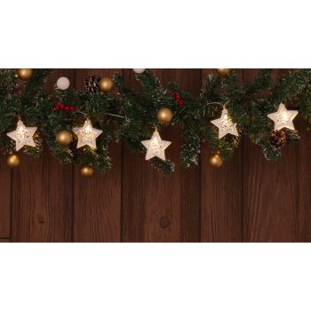   TRACON CHRSTSTWM10WW - LED karácsonyi lánc, csillag,fehér, elemes (X22053) Timer 6+18h,10LED, 3000K, 2xAA