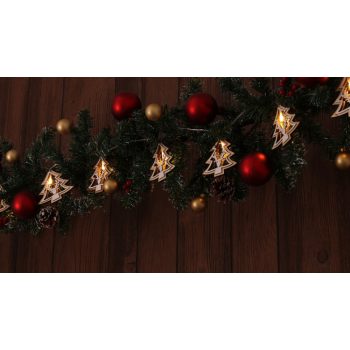   TRACON CHRSTTRW10WW - LED karácsonyi lánc, fenyő, szarvas, fa, elemes (X22055) Timer 6+18h,10LED, 3000K, 2xAA