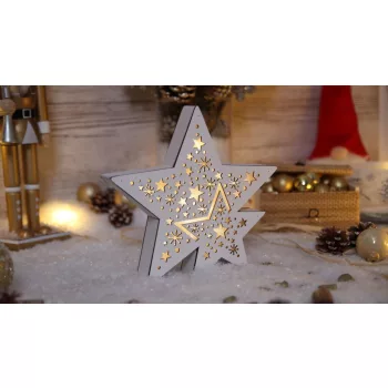   TRACON CHRSTWDS6WW - LED karácsonyi csillag, fa, elemes (X22040) Timer 6+18h, 6LED, 3000K, 2xAAA