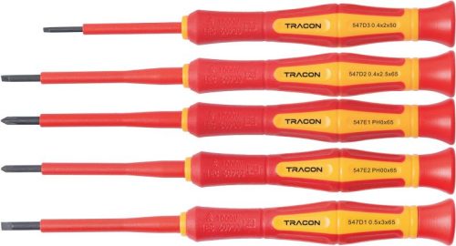TRACON CSETP5 - 1000 V-ra szigetelt precíziós csavarhúzó szett AC 1000 V, 5pcs