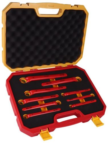 TRACON CSSET9 - 9 darabos 1000 V-ra szigeteltgyűrűs kulcs készlet 1000V, CR-V, 10-24mm