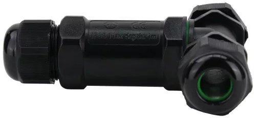 TRACON CST4-T3P - Tömítőszelencés kábeltoldó, T-elágazó 0.5-4 mm2, IP68, PC+PA6.6, 3P, 450VAC, 24A