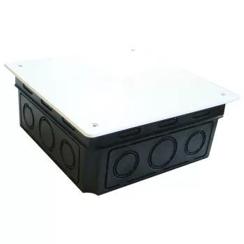   TRACON D100X100 - Perforált kötődoboz süllyesztett, négyzetes, fekete 104x104(116x116)×51.5mm