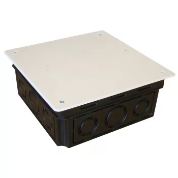   TRACON D150X150 - Perforált kötődoboz süllyesztett, négyzetes, fekete 150x150(168x168)×65.3mm