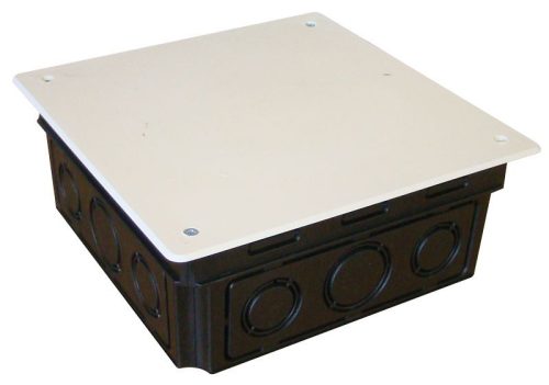 TRACON D150X150 - Perforált kötődoboz süllyesztett, négyzetes, fekete 150x150(168x168)×65.3mm