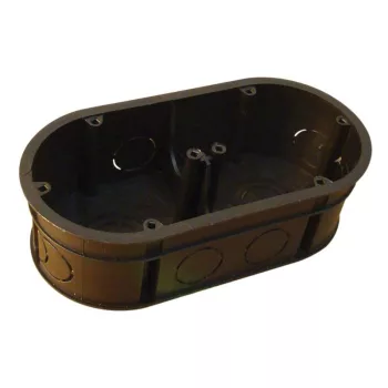   TRACON D70D - Perforált szerelvénydoboz süllyesztett, dupla, fekete 70×140×70×44mm