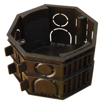   TRACON D70/8 - Perforált szerelvénydoboz süllyesztett, nyolcszögletű,fekete 72×72×46mm