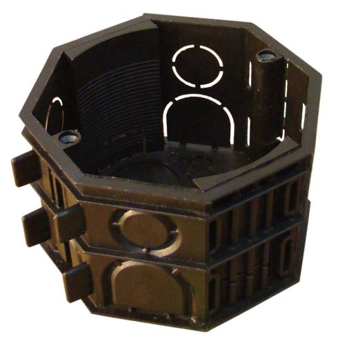 TRACON D70/8 - Perforált szerelvénydoboz süllyesztett, nyolcszögletű,fekete 72×72×46mm