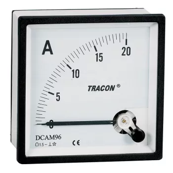   TRACON DCAM96-20 - Analóg egyenáramú ampermérő közvetlen méréshez 96×96mm, 20A DC