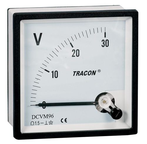 TRACON DCVM-96B - Analóg egyenáramú alapműszer sönt méréshez 96×96mm, DC