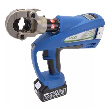   TRACON DK60E - Elektro-hidraulikus présszerszám 11 bélyeggel, hordtáskában 16-300mm2, 4900g, 60kN, 350°, 2× Li-ion, 18V, 4000mAh